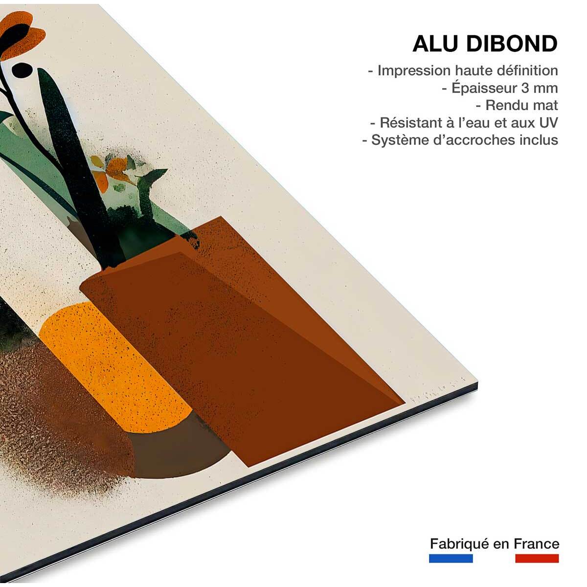 Tableau de fleurs vases geometriques  Tableau alu Dibond