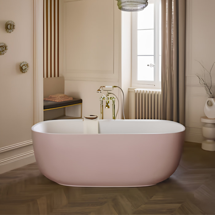 Baignoire îlot 170 x 80 cm Bastille Laque satinée Rose pâle