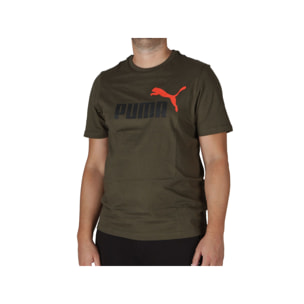 T-Shirt Puma Ess+ 2 Col Logo Tee Dark Olive Verde