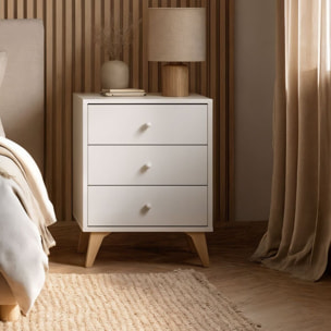 Mesita De Noche 3 Cajones 56x136x67 Cm Blanco Artik