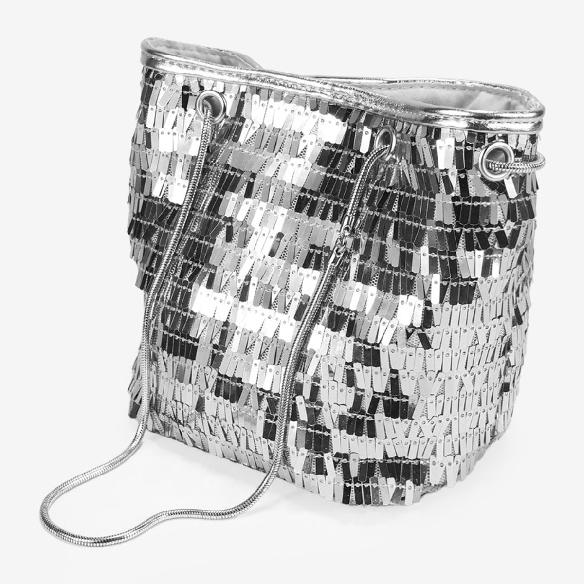 Bolso de fiesta plateado con lentejuelas