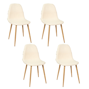 Chaise Faro Pieds Metal Imitation Bois - Lot De 4