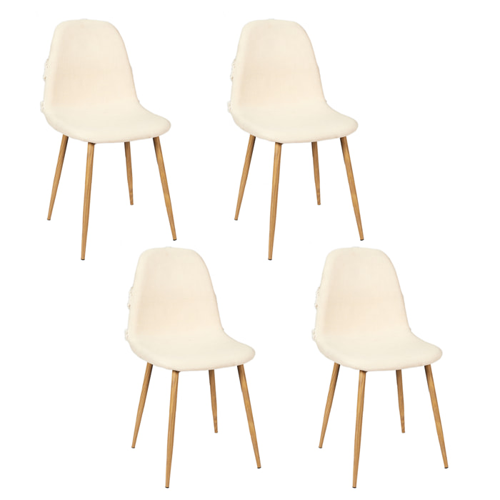 Chaise Faro Pieds Metal Imitation Bois - Lot De 4