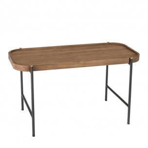 ALIDA - Table basse ovale 85x43cm plateau en bois de teck recyclé