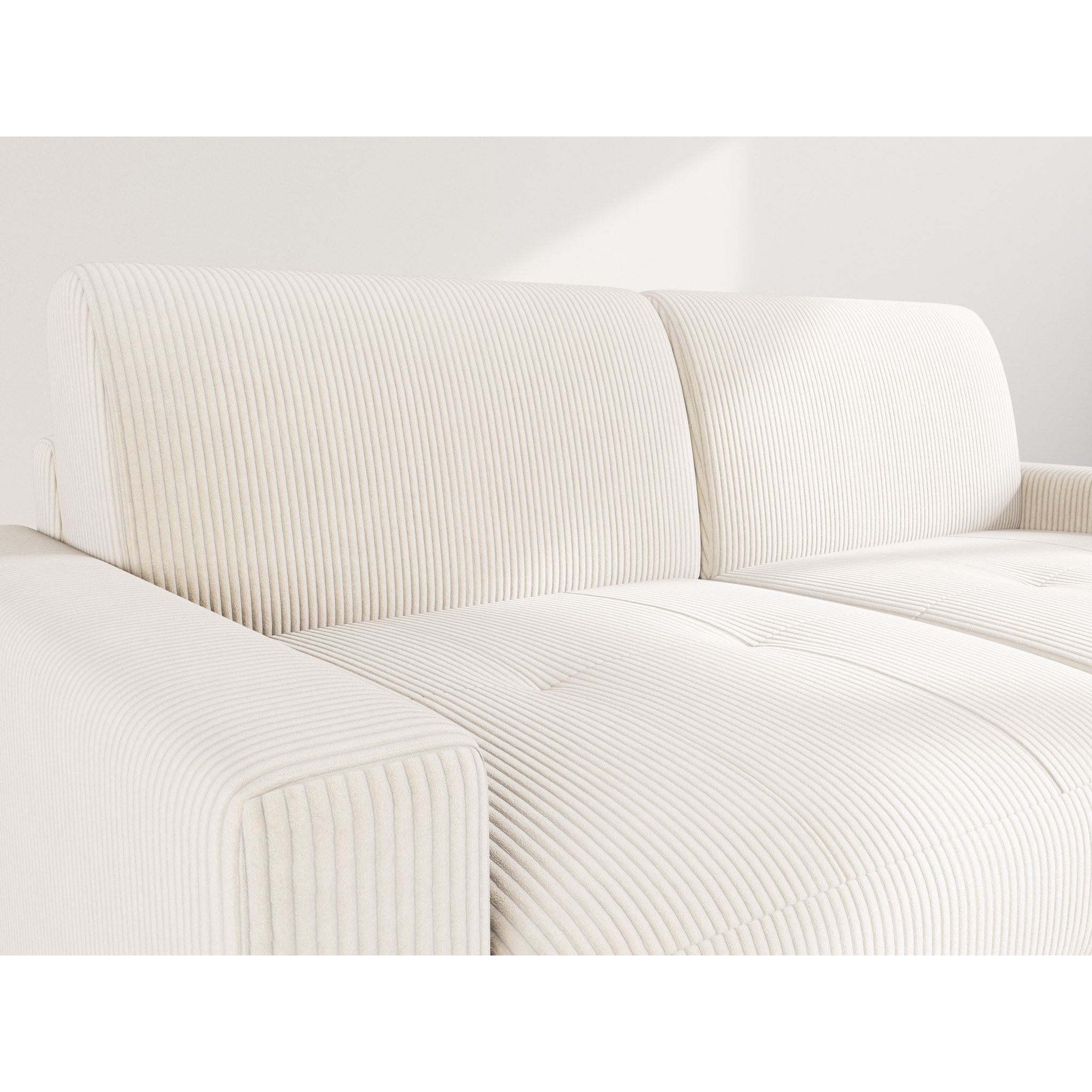 Tristan - Canapé lit 3 places convertible express couchage quotidien 140 cm matelas 14 cm en velours côtelé - Beige