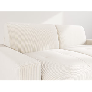 Tristan - Canapé lit 3 places convertible express couchage quotidien 140 cm matelas 14 cm en velours côtelé - Beige