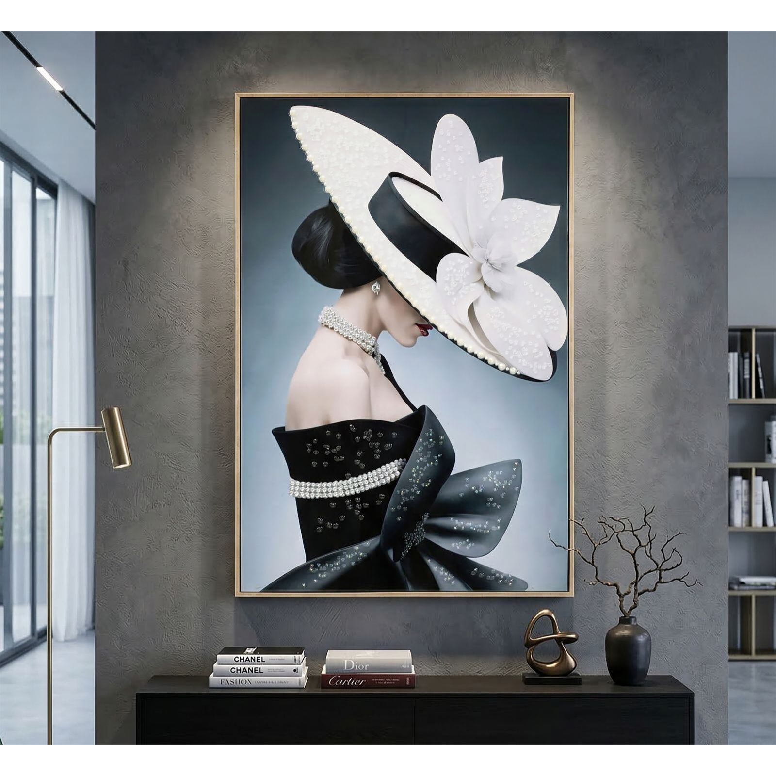 DIPINTO SU TELA LACCATO MARTY C/CORNICE -A- CM 62X4X92