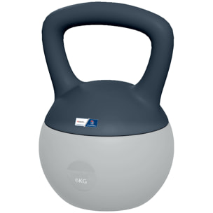 Kettlebell 6 Kg collaboration Aosom.fr x FFHandball - prise ergonomique - PVC gris jaune