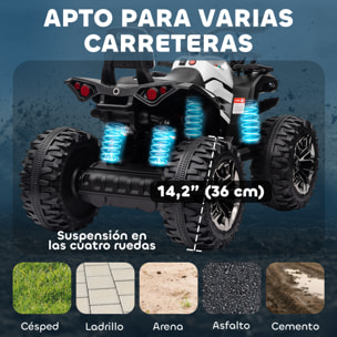 Quad Eléctrico para Niños 12V, Quad para Niños de 3â‚¬â€œ5 Años con 2 Motores, Velocidad 3â‚¬â€œ8 km/h, Música, Faros LED, MP3, USB, Tarjeta TF, Pedal, Avance y Retroceso, Blanco