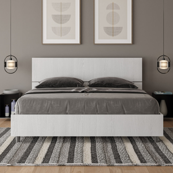 Letto con rete 160x200 testata dritta bianco frassino Demas