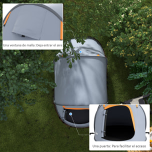 Tienda de Campaña Pop-Up para 2-3 Personas Tienda de Camping Plegable Portátil Impermeable con Ventana Puerta y Bolsa de Transporte para Pescar Senderismo 245x148x105 cm Gris