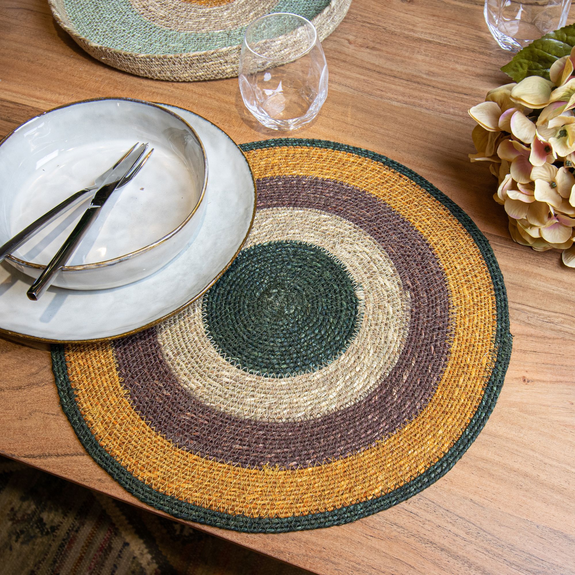 Lot de 6 sets de table terracotta en jonc de mer 38cm LUNA