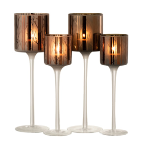 J-Line photophore sur pied Arbre - verre - marron - large - 2 pcs