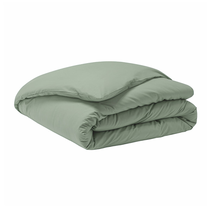 Housse de couette unie en percale de coton, PREMIÈRE, Vert sauge