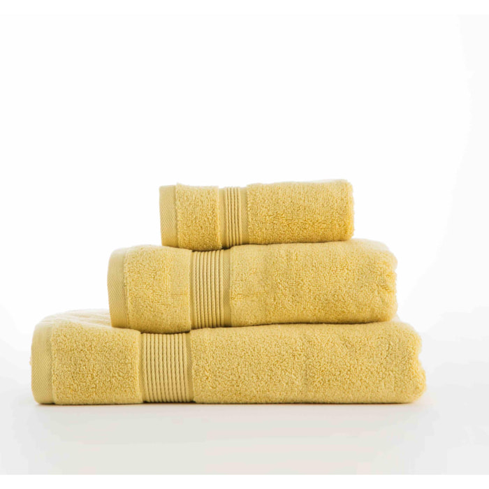 Set de 3 serviettes en coton organique 600 gr/m2 couleur Moutarde