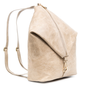 FIRENZE ARTEGIANI Lorena Borsa Zaino da Donna. Vera Pelle Scamosciata Stone Washed Made in Italy 29x12x35 Cm. Beige