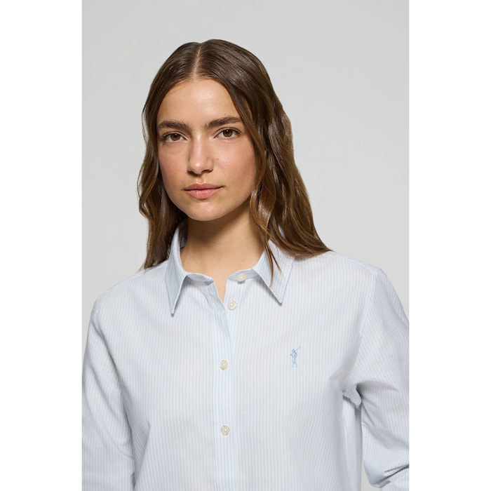Camisa oxford de rayas azules con logo Rigby Go