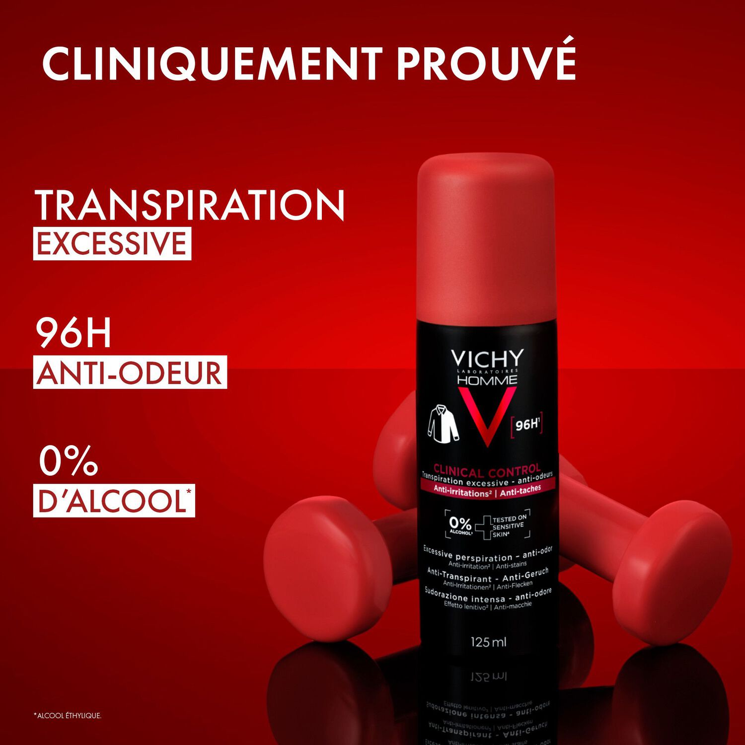 Vichy Homme - Anti-Transpirant Extrême 96h pour Homme