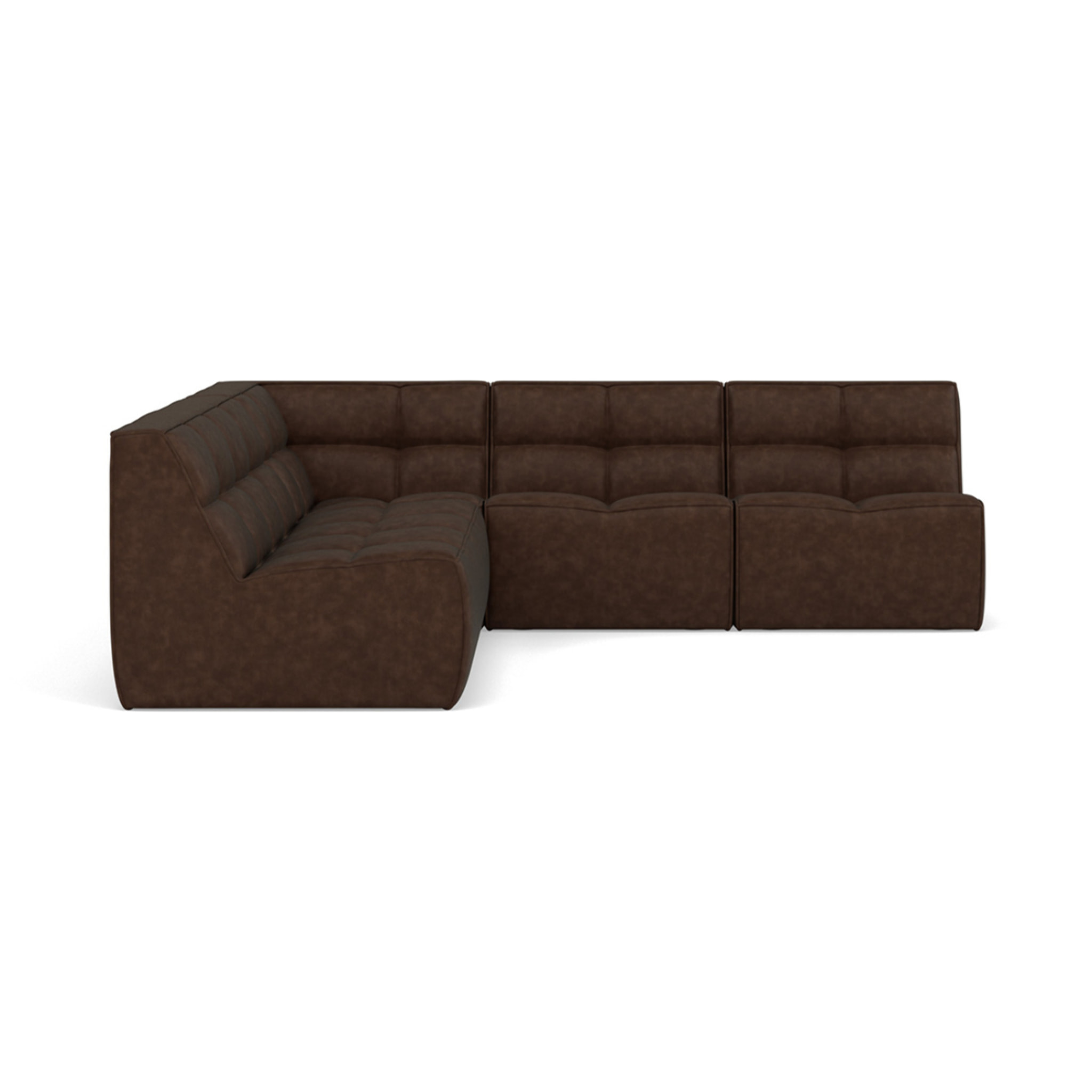 Alya - canapé modulable d'angle réversible 5 places en simili - Marron