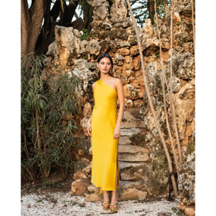 Vestido midi asimétrico con lazada