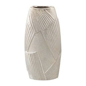 Florero Ceramica Geometrico Champagne 13x6x26 Cm