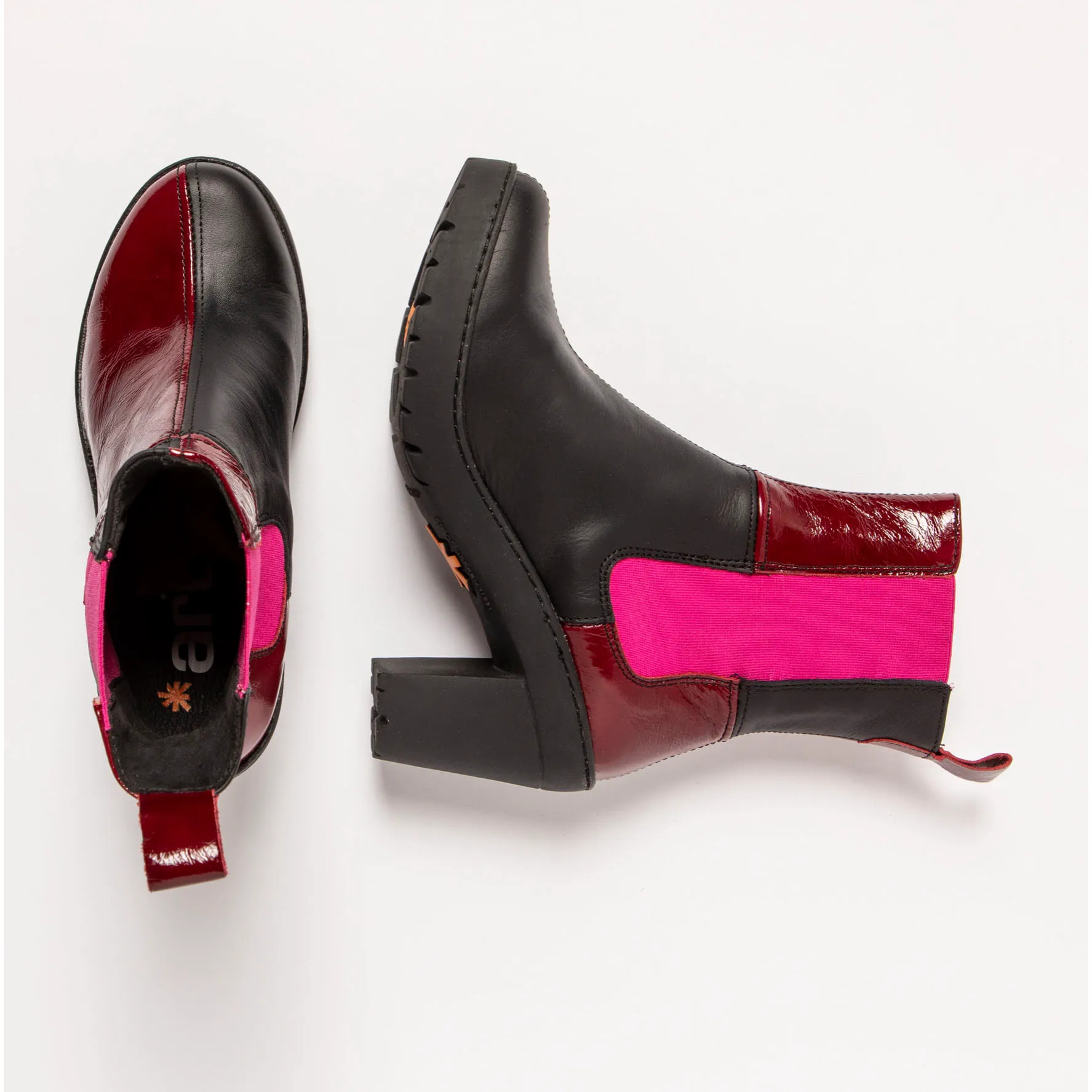Botines con tacón 1762 NAPPA-FLASH BURDEOS-BLACK/ TRAVEL color Burdeos-black