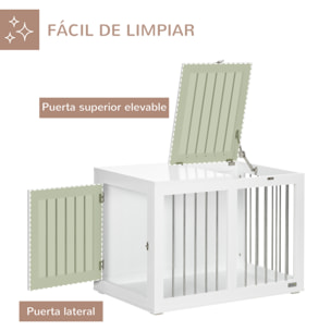 Jaula para Perros Medianos 2 en 1 Mesa Auxiliar Estilo Moderno con 2 Puertas con Pestillo y Estructura de Acero Inoxidable Casa para Perros 80x50x56,5 cm Blanco