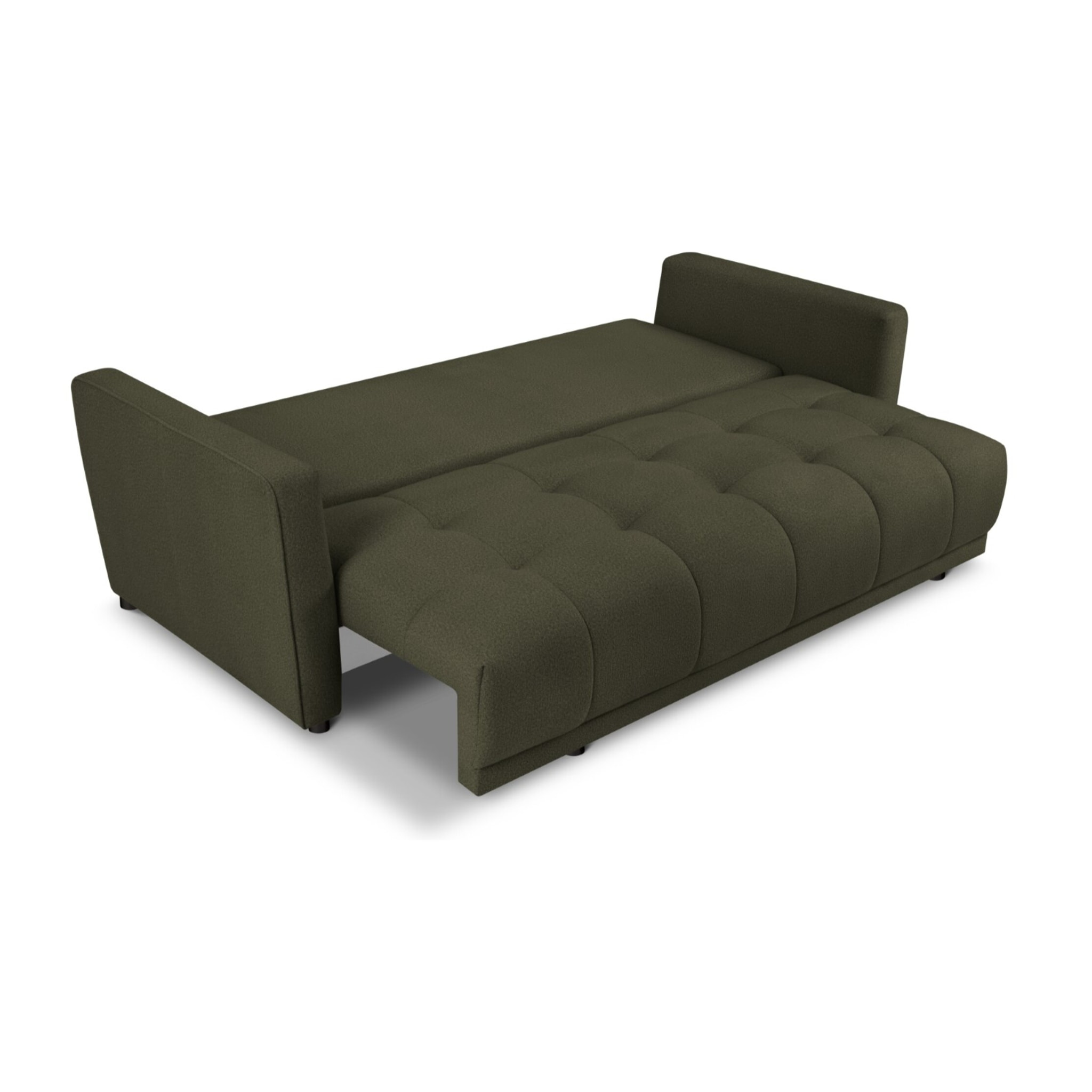 Canapé convertible avec coffre de rangement "Madrid" 3 places en tissu structurel vert