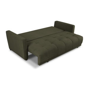 Canapé convertible avec coffre de rangement "Madrid" 3 places en tissu structurel vert