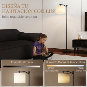 Lámpara de Pie LED Regulable Lámpara de Pie para Salón con Temperaturas de Color Ajuste Continuo 11 Niveles Control Remoto Temporizador de 60 Minutos para Dormitorio Oficina Sala de Estar Negro