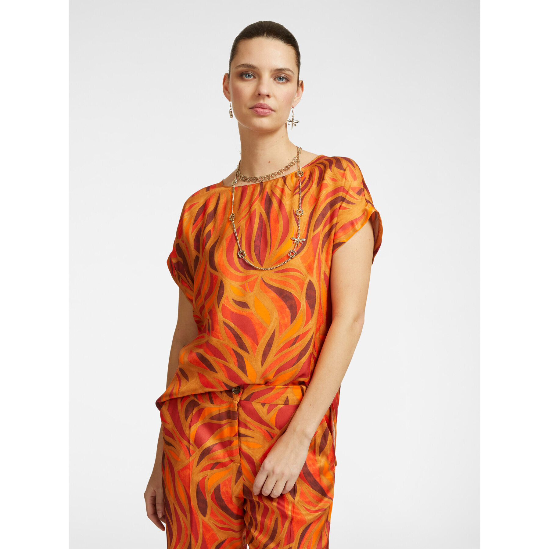Elena Mirò - Blusa estampada - Naranja sol