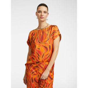 Elena Mirò - Blusa estampada - Naranja sol