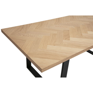 Table à manger rectangulaire finition bois chêne et métal noir L200 cm MAGDA