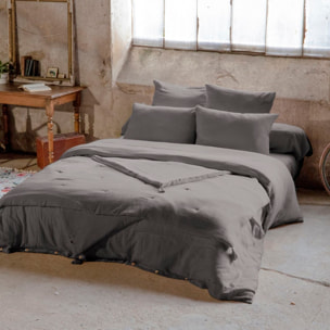 Taie d'oreiller 100 % gaze de coton granit
