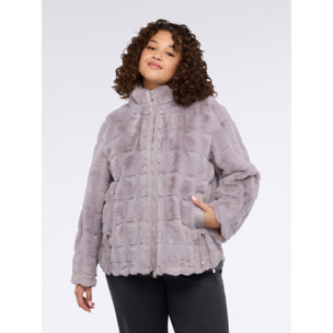 Fiorella Rubino - Chaqueta efecto peluche con cuello alto - Gris