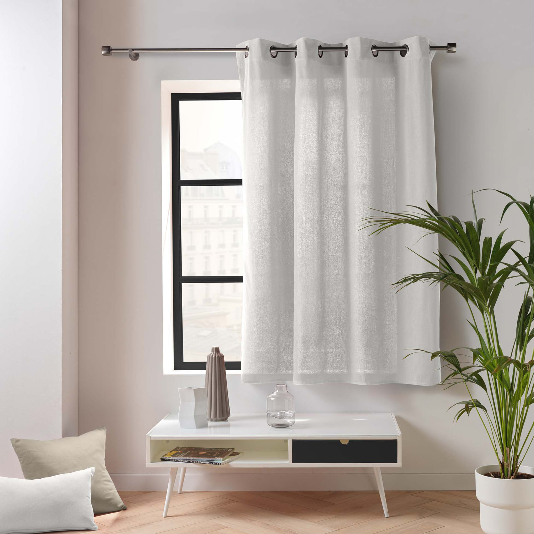 Rideau en poly-coton recyclé - Blanc