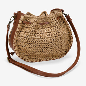 Bolso bandolera tostado en rafia