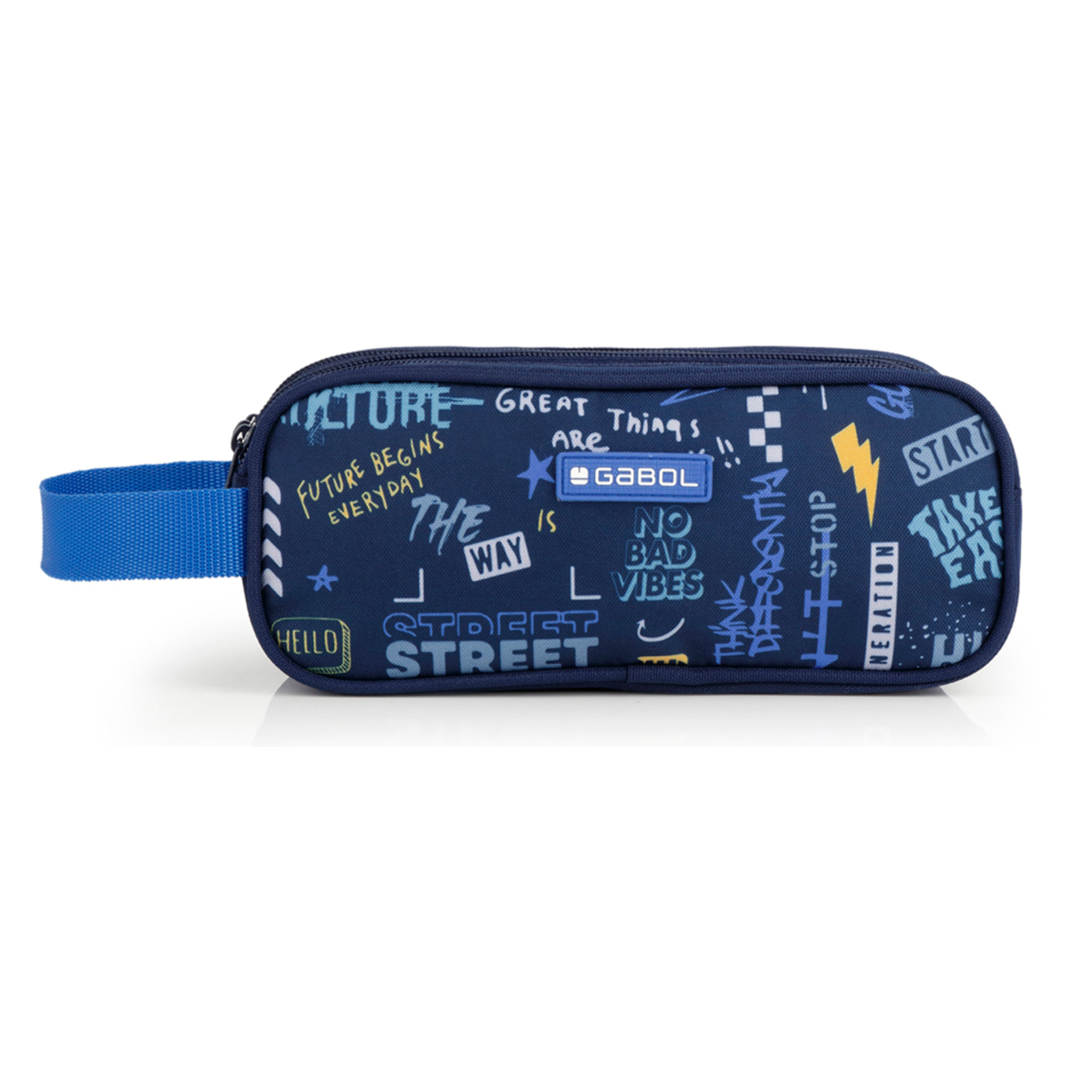 Estuche triple Gabol SKULL azul y resistente al agua