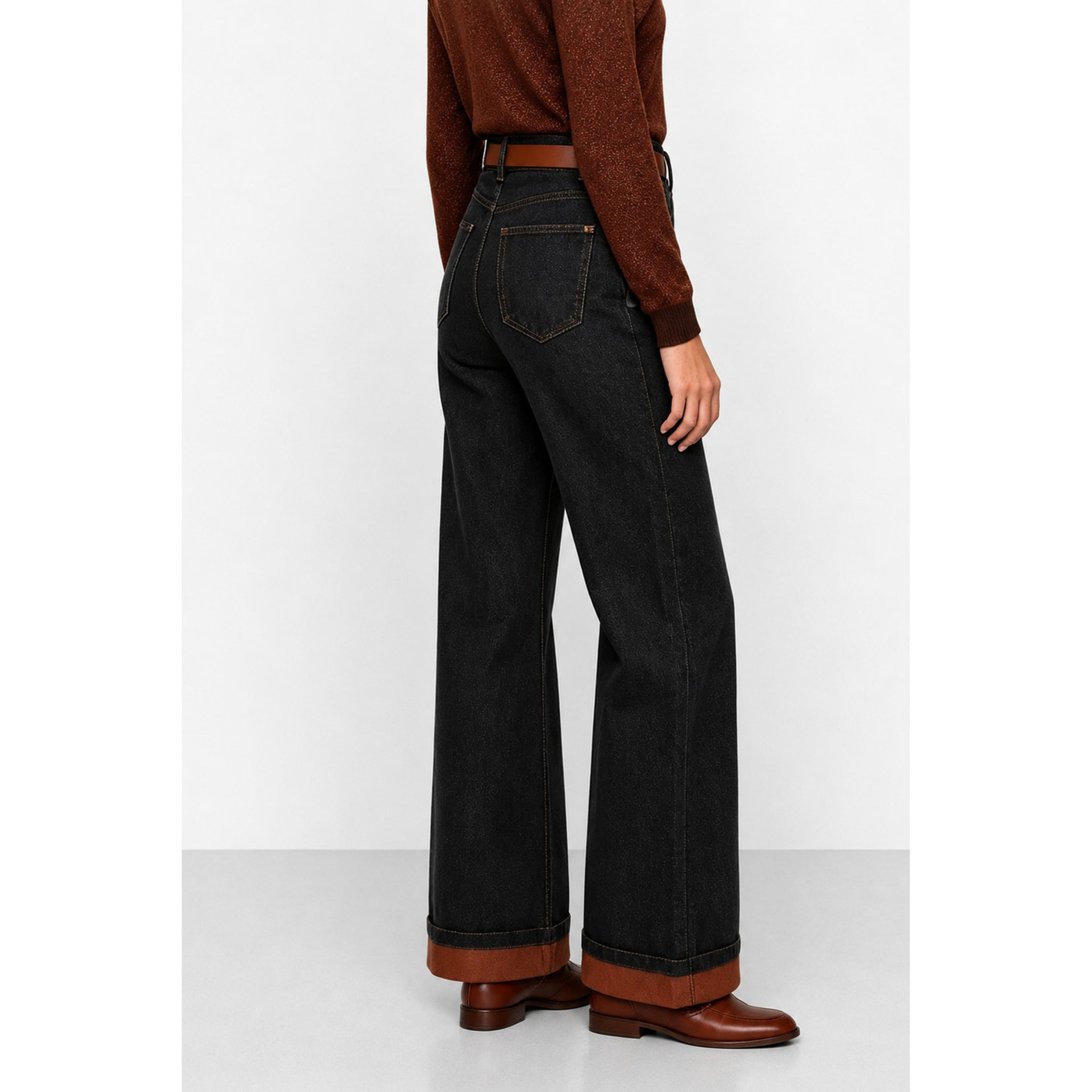 Kocca - Pantaloni in denim da donna a vita alta e gamba larga Donna
