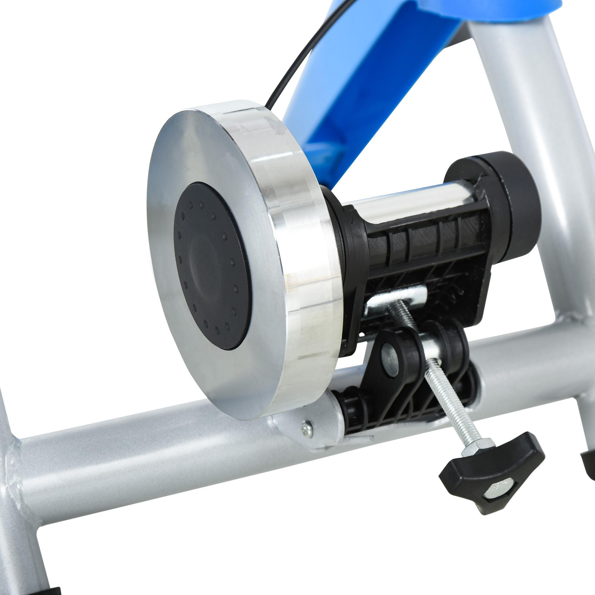 HOMCOM Home trainer vélo support d'entrainement pliable pour vélo de route  VTT roues 26 à 29 pouces gris métal bleu pas cher 