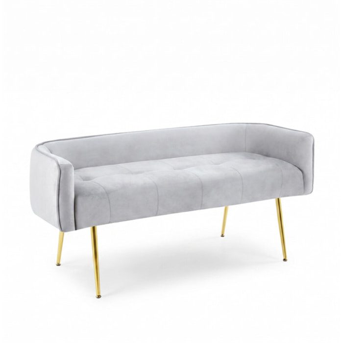 Divanetto Imbottito in Effetto Velluto con Braccioli e Gambe in Acciaio, Seduta Elegante dal Design Moderno per Camera da Letto, Ingresso, Soggiorno e Studio