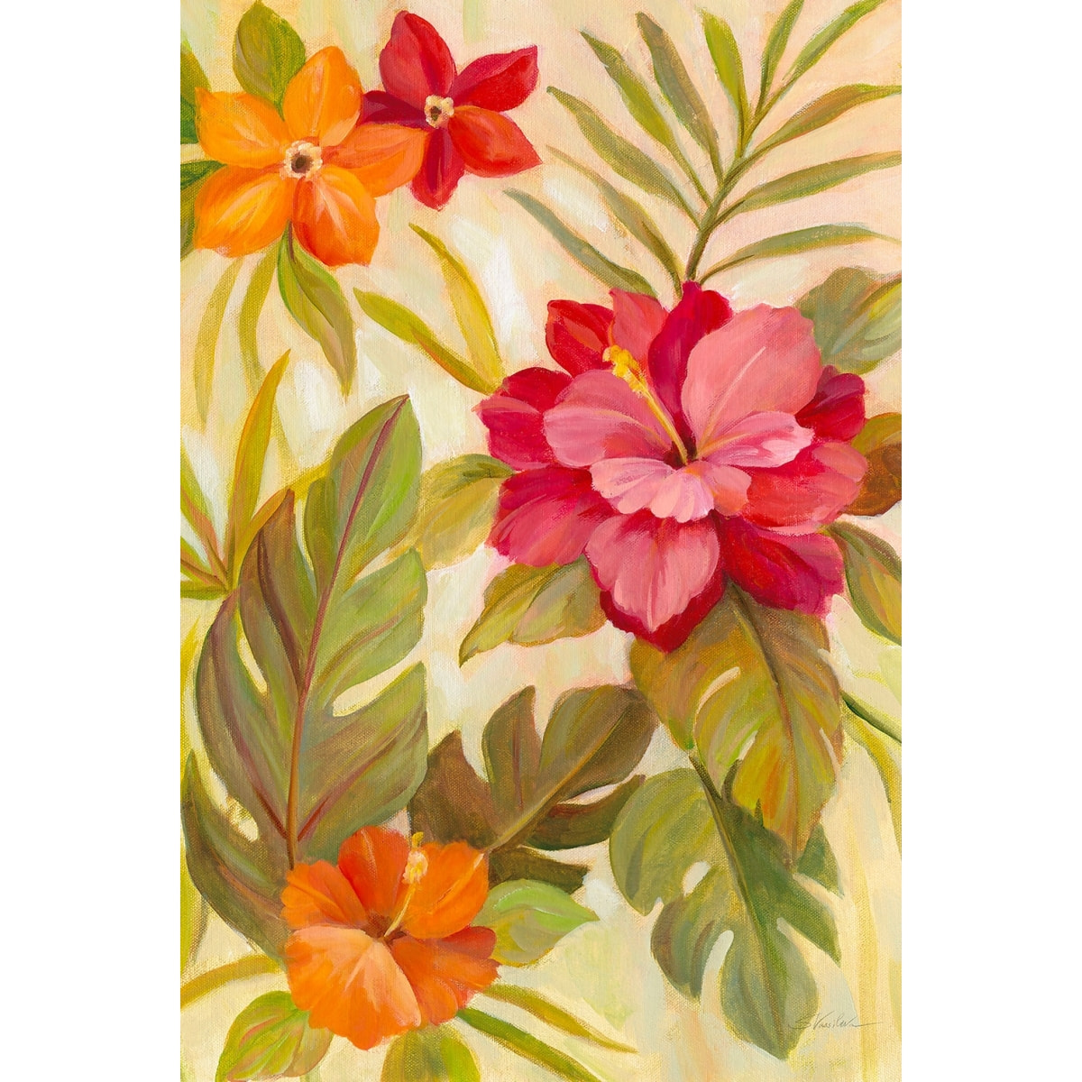 Tableau fleurs corail Toile imprimée