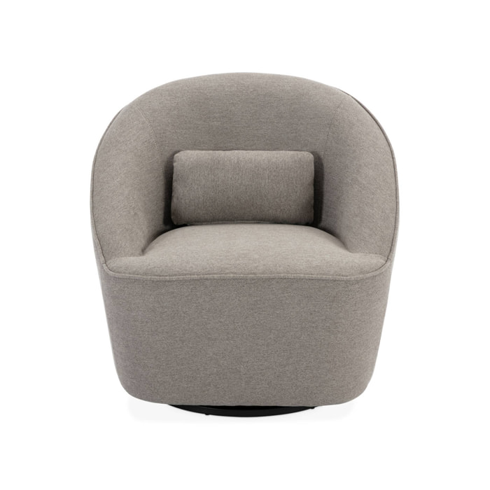 Fauteuil pivotant 360° en tissu grège. avec coussin LANA L 80 x P 73 x H77cm