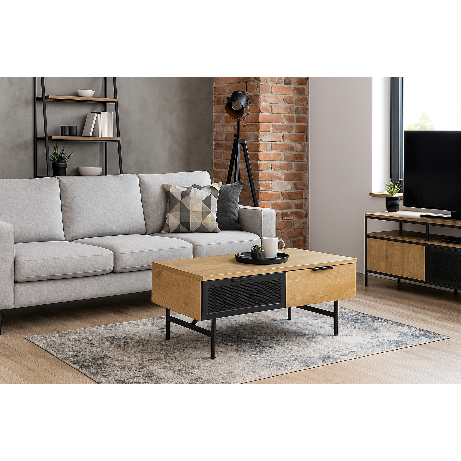 Mesa de centro – Roble y metal