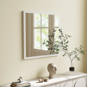 Miroir mural carré dim. 50L x 50H cm cadre bois blanc
