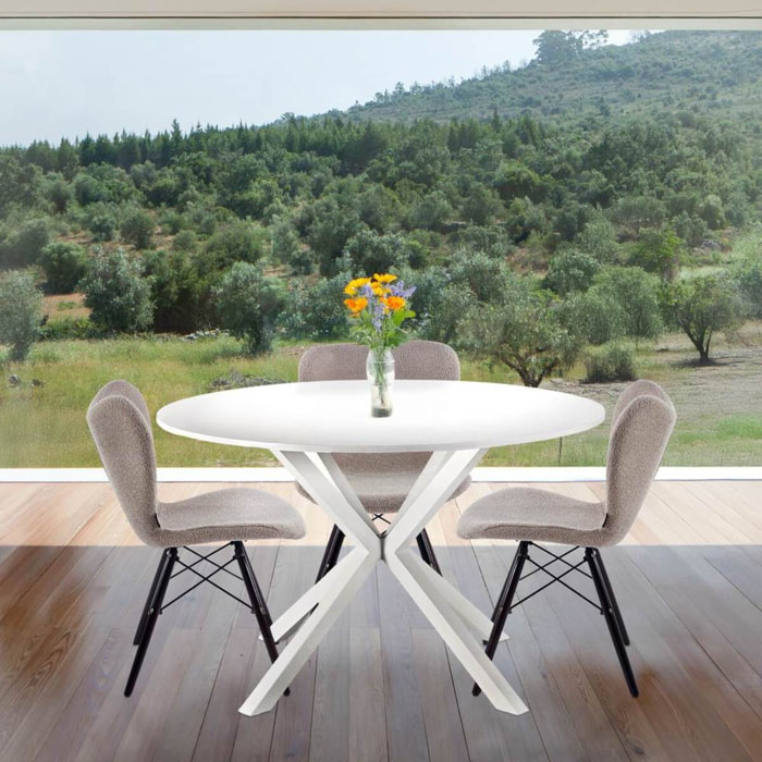 Tavolo tondo 120 cm bianco con gambe bianche - Gabry