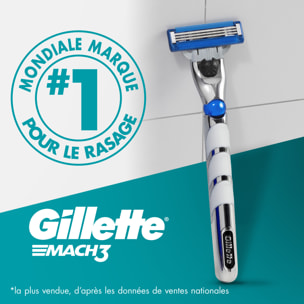 Rasoir Gillette Mach3 Turbo - 2 Recharges De Lames Incluses