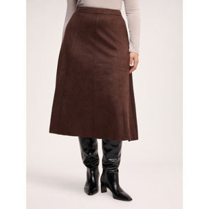 Fiorella Rubino - Gonna lunga soft touch svasata - Marrone