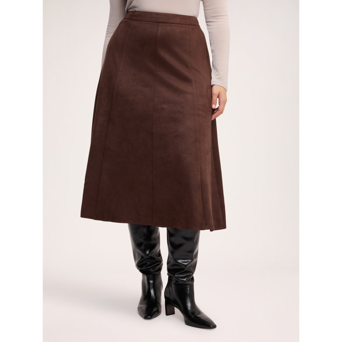 Fiorella Rubino - Gonna lunga soft touch svasata - Marrone