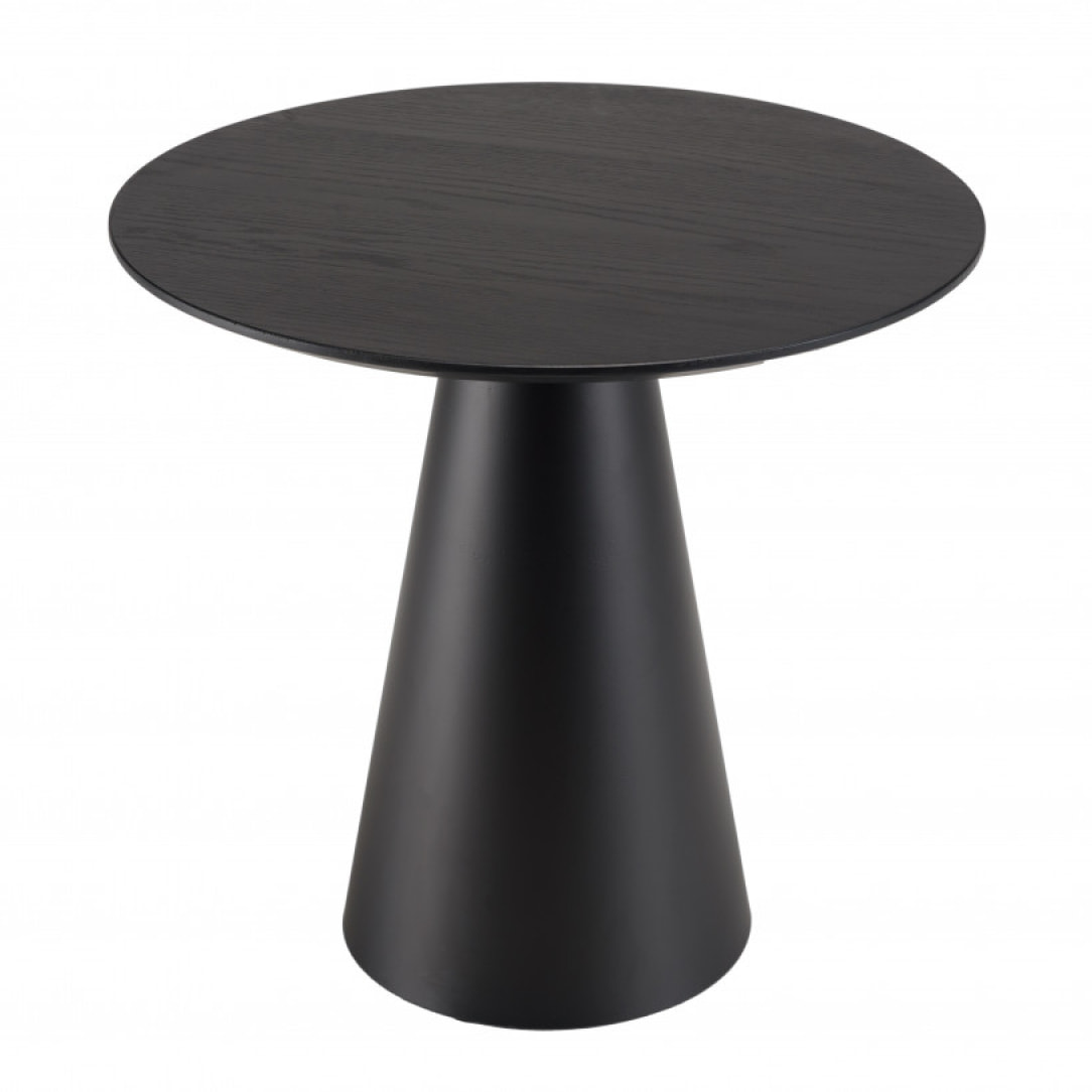 DALY - Table d'appoint ronde noire 50x50cm pied conique métal